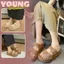 Dép Lê Nữ Quai Ngang, Dép Bệt Khuy Cài Đế Bằng 2 Quai 2 Khuy Đế Cao 4cm N21 || Young Sneaker