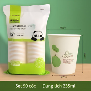Bộ Ly Giấy 235ml Dùng Một Lần Tiện Nghi Cho Tiệc, Văn Phòng