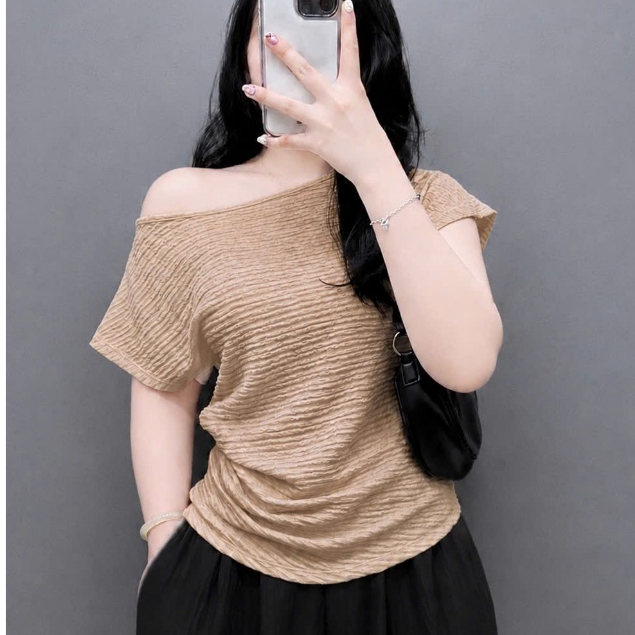 Áo Thun Trễ Vai Bigsize Nữ 50-95kg Vải Xốp Thoáng Mát Thoải Mái Tự Tin Tôn Dáng A267
