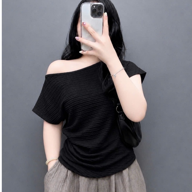 Áo Thun Trễ Vai Bigsize Nữ 50-95kg Vải Xốp Thoáng Mát Thoải Mái Tự Tin Tôn Dáng A267