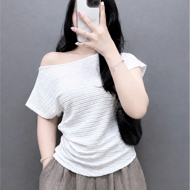 Áo Thun Trễ Vai Bigsize Nữ 50-95kg Vải Xốp Thoáng Mát Thoải Mái Tự Tin Tôn Dáng A267