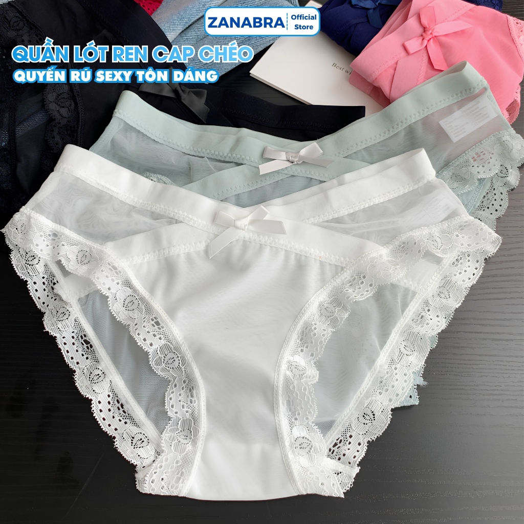 Quần lót ren nữ sexy cao cấp cạp chéo co giãn thoải mái, Quần chip nữ ren quyến rũ tôn dáng thoáng mát ZANABRA L8136