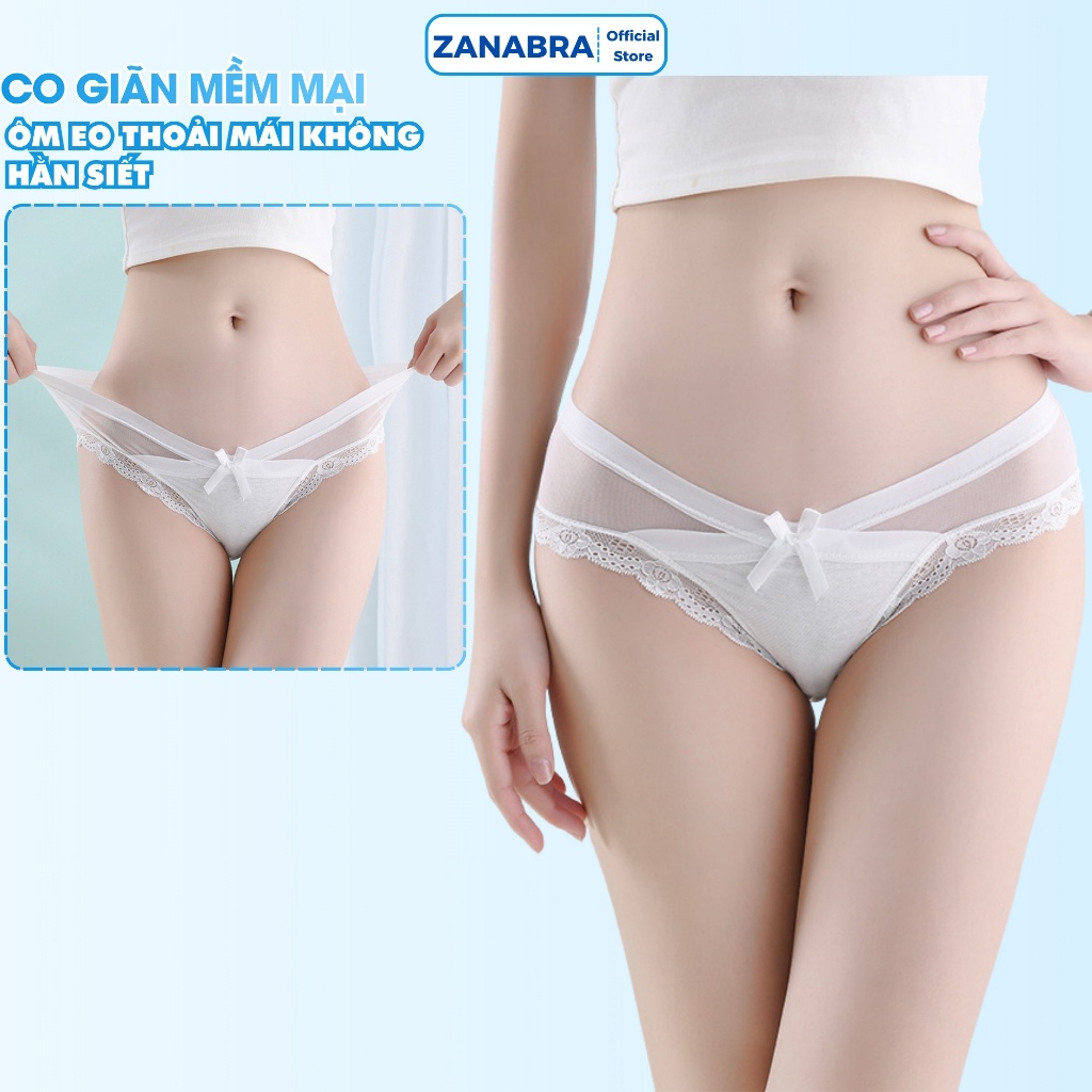 Quần lót ren nữ sexy cao cấp cạp chéo co giãn thoải mái, Quần chip nữ ren quyến rũ tôn dáng thoáng mát ZANABRA L8136