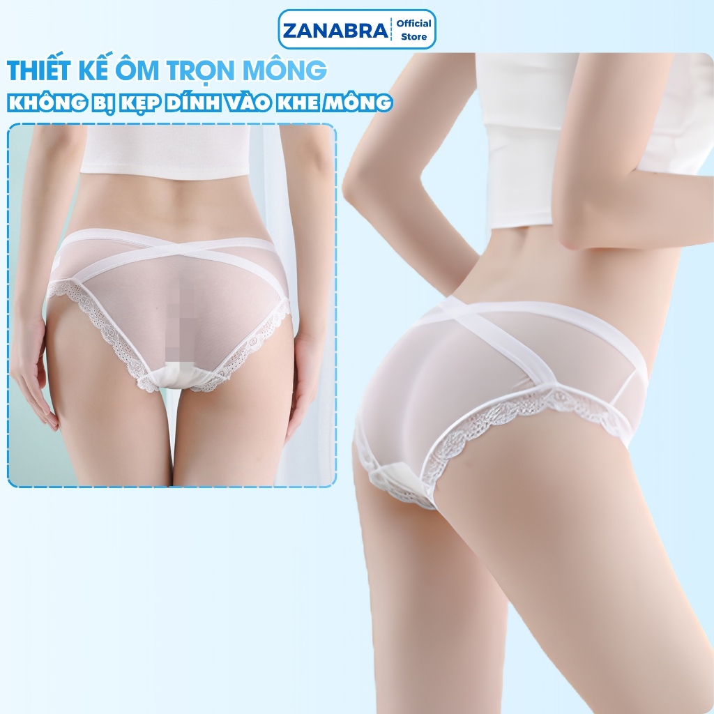Quần lót ren nữ sexy cao cấp cạp chéo co giãn thoải mái, Quần chip nữ ren quyến rũ tôn dáng thoáng mát ZANABRA L8136