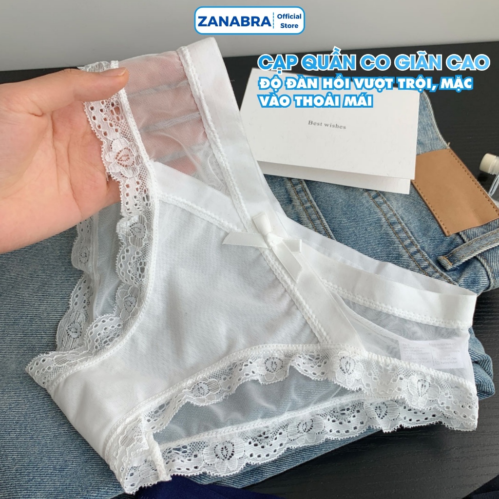Quần lót ren nữ sexy cao cấp cạp chéo co giãn thoải mái, Quần chip nữ ren quyến rũ tôn dáng thoáng mát ZANABRA L8136