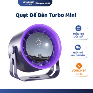 [Cao Cấp] Quạt Để Bàn Mini Tích Điện Màn Hình LCD Cảm Ứng 100 Cấp Độ Siêu Mát Không Ồn Xoay 720 Độ