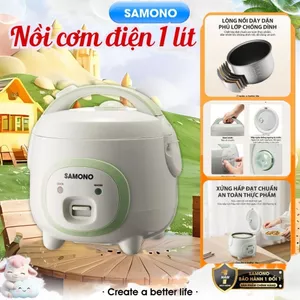 Nồi Cơm Điện mini SAMONO 1 Lít Công suất 500W - Lòng nồi chống dính - Kèm xửng hấp SW-RCES10