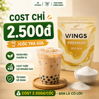 [Sỉ thùng 12Gói] Bột Kem Béo Wings Cao Cấp, Bột Kem Béo Pha Trà Sữa, Béo Thanh, Thơm Trà, Phù Hợp Nhiều Loại Trà | 1kg