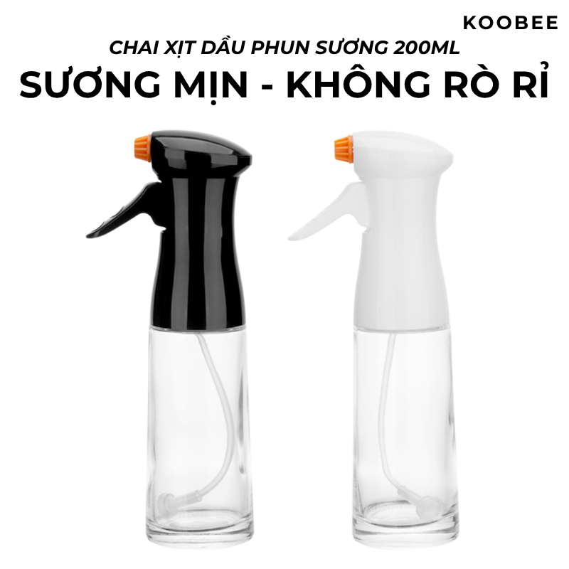 Chai Xịt Dầu Phun Sương 200ml - Bình Xịt Dầu Ăn Thủy Tinh Bấm Cò Cho Nồi Chiên Không Dầu, Salad, Nướng Chiên (PKB42)