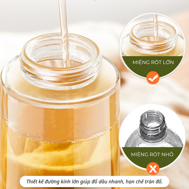 Chai Xịt Dầu Phun Sương 200ml - Bình Xịt Dầu Ăn Thủy Tinh Bấm Cò Cho Nồi Chiên Không Dầu, Salad, Nướng Chiên (PKB42)