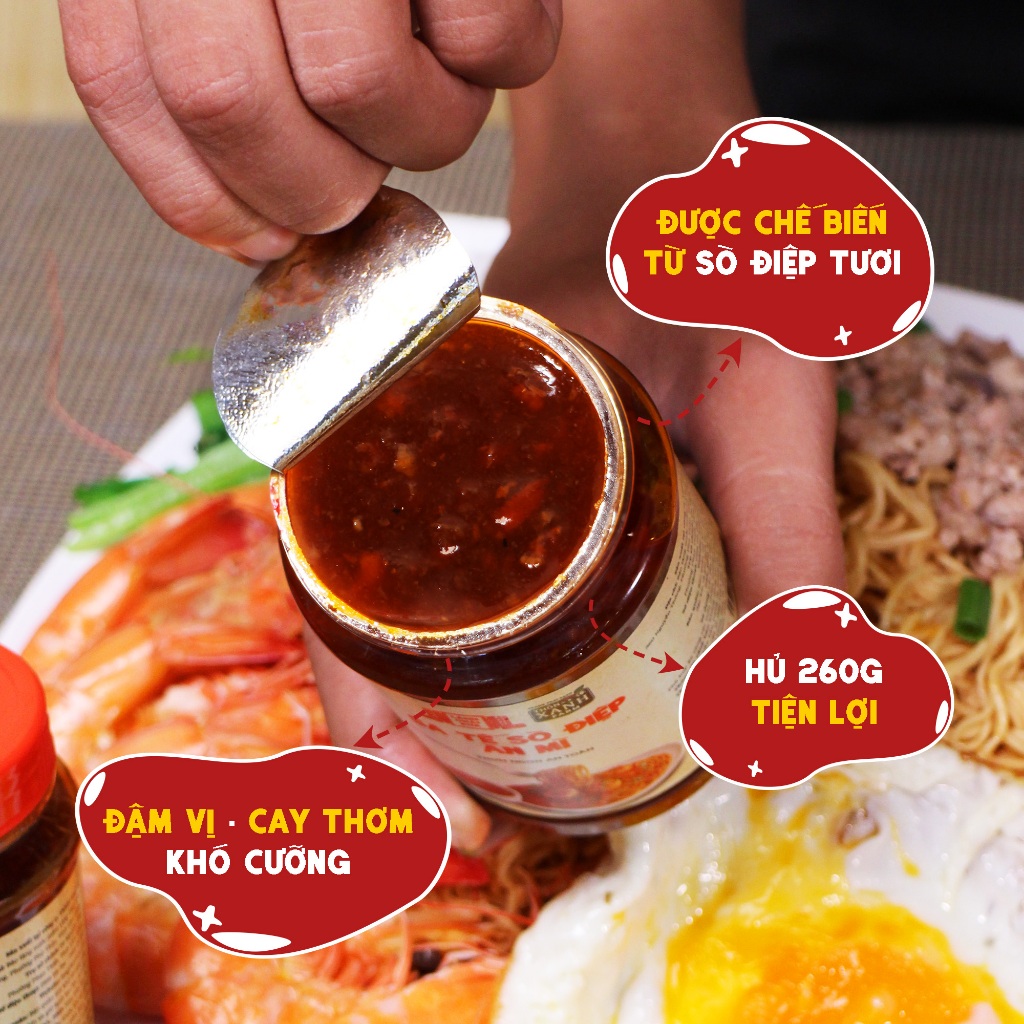 [Combo 3 hủ 260g] Sa tế sò điệp ăn mì Thôn Xanh Farm dùng ăn mì, các món chiên, nướng, phở, bún, cơm