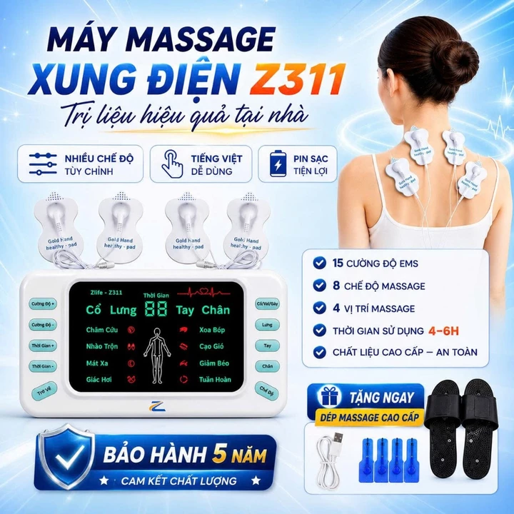 Máy Massage Xung Điện Z311 , Máy Mát xa Châm Cứu Điện Xung Lưu Thông Khí Huyết Giảm Đau Mỏi