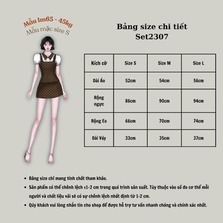 Set Đồ Nữ Áo Sơ Mi Tay Bồng Kèm Chân Váy A Họa Tiết Xinh Xắn Style Hàn Quốc Đi Chơi Mùa Hè 247Store