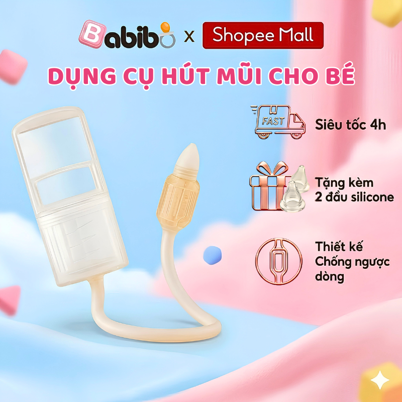 Dụng Cụ Hút Mũi Cho Bé BABIBO, Ống Hút Mũi Dây Silicone Siêu Mềm An Toàn Chống Trào Ngược Cho Trẻ