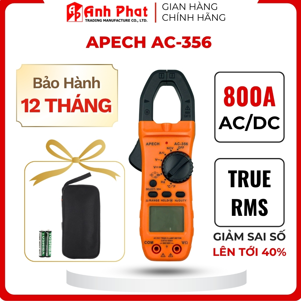 Ampe kìm đo AC/DC tích hợp TrueRMS, kiểm tra thông mạch, diode, dò điện không tiếp xúc NCV