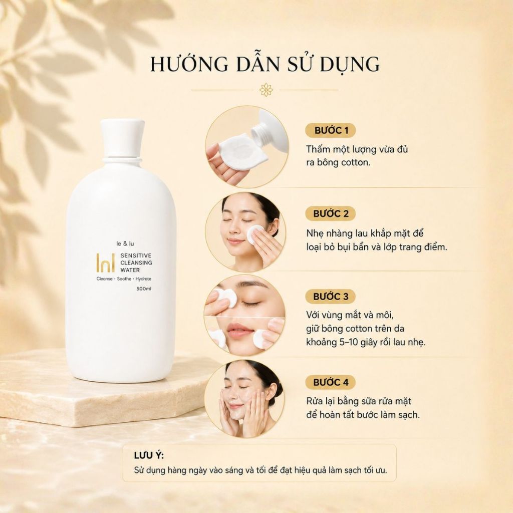 Nước Tẩy Trang Dịu Nhẹ Cho Mọi Loại Da Sensitive Cleansing Water Le&Lu 400ml