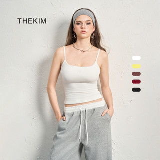 THEKIM Áo 2 dây ( mút ngực tháo rời ) cổ vuông nút điều chỉnh dây , áo hai dây chất liệu soft rib 100% cotton T339