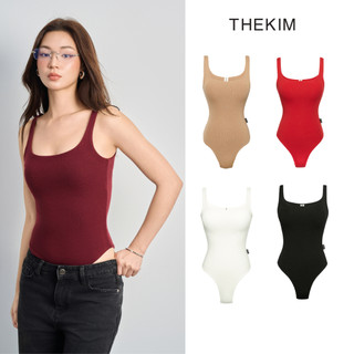 THEKIM Áo bodysuit 2 dây ( mút ngực tháo rời ) bản to cổ U , đáy áo có cúc bấm , chất liệu 100% cotton mềm mại T237