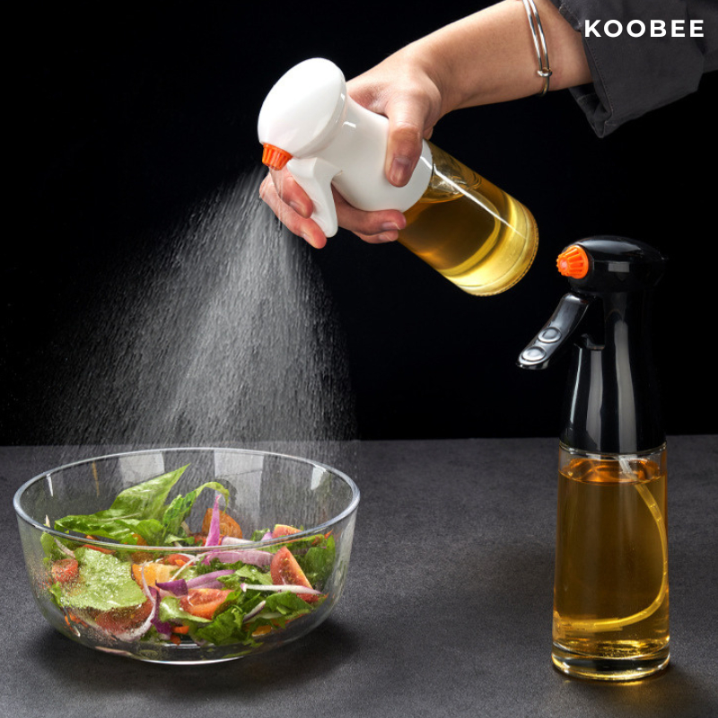 Chai Xịt Dầu Thủy Tinh Phun Sương 200ml KOOBEE - Bình Xịt Dầu Ăn Bóp Cò Chống Nhỏ Giọt, Vòi Phun Sương Chống Tắc | PKB42