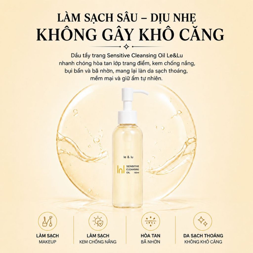 Dầu Tẩy Trang Làm Sạch Dịu Nhẹ, An Toàn Cho Da Nhạy Cảm Le&Lu Sensitive Cleansing Oil 150ml