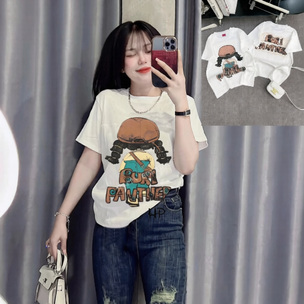 Áo Thun Dáng Vừa Nữ [BAGIC] Form 40~60kg Chữ Dập Nổi Vải BORIP Cotton Mềm Mịn Co Dãn 4 Chiều [CÔ GÁI IN 2 MẶT]