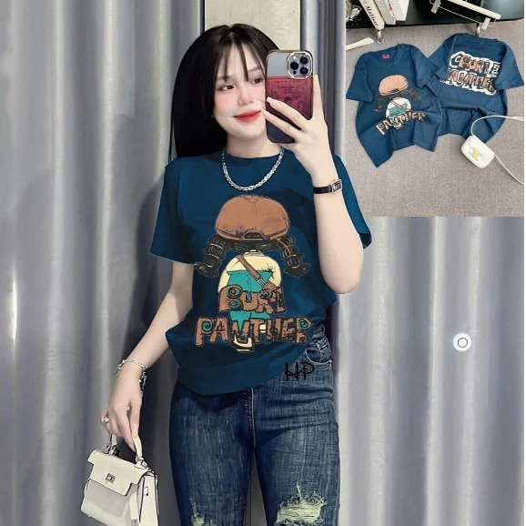 Áo Thun Dáng Vừa Nữ [BAGIC] Form 40~60kg Chữ Dập Nổi Vải BORIP Cotton Mềm Mịn Co Dãn 4 Chiều [CÔ GÁI IN 2 MẶT]