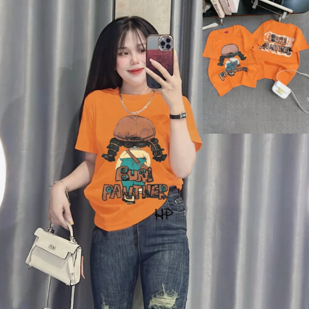 Áo Thun Dáng Vừa Nữ [BAGIC] Form 40~60kg Chữ Dập Nổi Vải BORIP Cotton Mềm Mịn Co Dãn 4 Chiều [CÔ GÁI IN 2 MẶT]