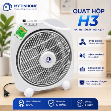 (CHÍNH HÃNG, BH 1 NĂM) Quạt hộp để bàn 11inch, quạt điện cơ để bàn 5 cánh, 2 tốc độ, quạt hộp H3