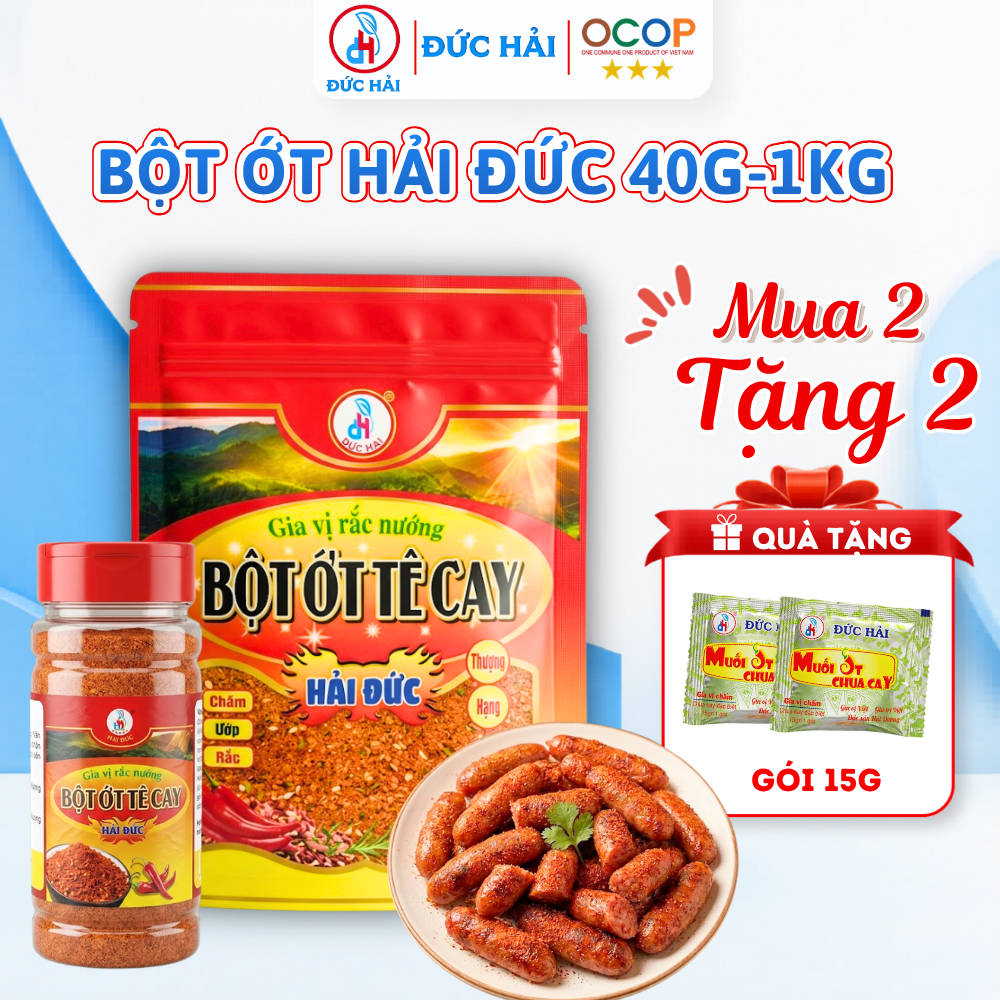 Bột Ớt Tê Cay Đức Hải 40g-1kg Gia vị rắc nướng Đậm Vị Cay Tê Kích Thích Vị Giác - Đức Hải Food