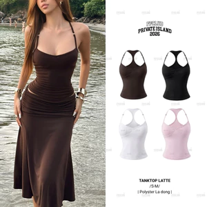 Áo Ba Lỗ Ôm Cổ Chéo lưng Chữ Y LATTE Chiết Eo Vải Poly Cao Cấp FFCLUB