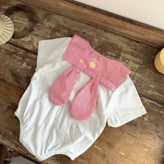 Body thủy thủ cổ bẻ đính gấu bé gái 4-10Kg. Body cotton trắng bé gái đầy tháng, thôi nôi. Dino Kids