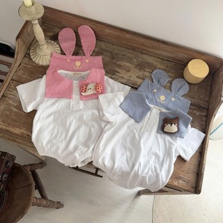 Body thủy thủ cổ bẻ đính gấu bé gái 4-10Kg. Body cotton trắng bé gái đầy tháng, thôi nôi. Dino Kids
