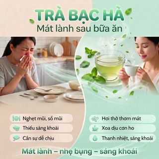 Trà Bạc Hà  AMMU Hộp 20 túi lọc Thức Uống Thảo Mộc Thiên Nhiên Mát Lành, Nhẹ Bụng Sau Bữa Ăn