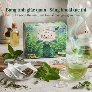 Trà Bạc Hà  AMMU Hộp 20 túi lọc Thức Uống Thảo Mộc Thiên Nhiên Mát Lành, Nhẹ Bụng Sau Bữa Ăn