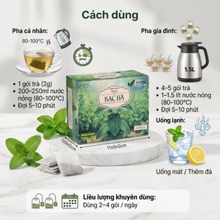 Trà Bạc Hà  AMMU Hộp 20 túi lọc Thức Uống Thảo Mộc Thiên Nhiên Mát Lành, Nhẹ Bụng Sau Bữa Ăn