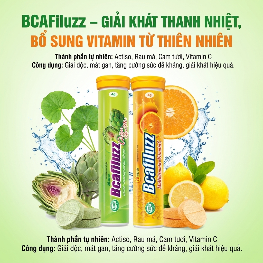 BCAFILUZZ - Tuyp Sủi Bổ Sung Vitamin Cần Thiết Cho Cơ Thể Hộp 20 Viên