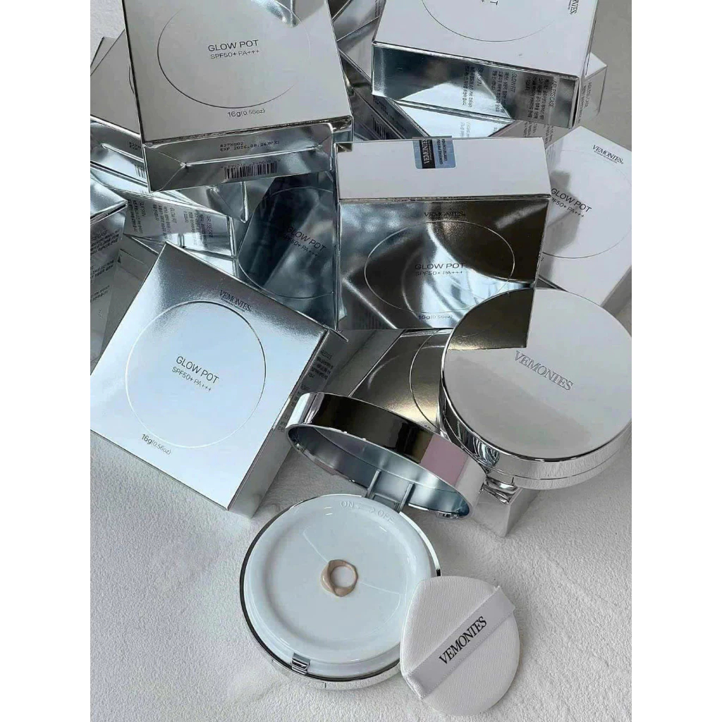 Phân Nước Cushion Vemontes Glow Pot Lâu Trôi, Căng Bóng Da - Ever Queen