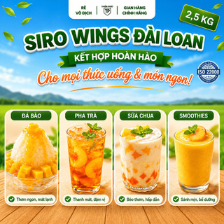 Siro Wings Đài Loan các vị đào, dâu, xoài chai 2,5kg làm bánh, trà hoa quả tiện lợi dễ sử dụng chuẩn chính hãng