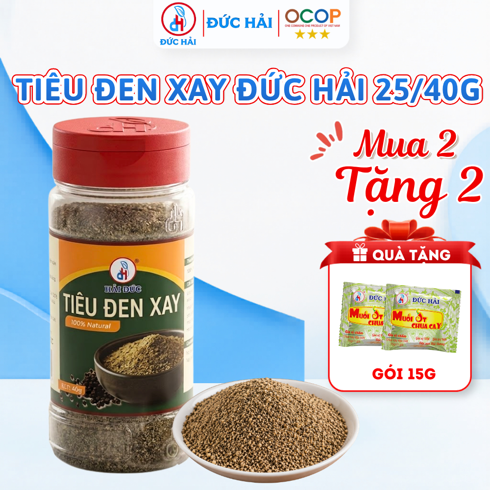 Tiêu đen xay Đức Hải gia vị tự nhiên chế biến món ăn Lọ Túi - Đức Hải Food