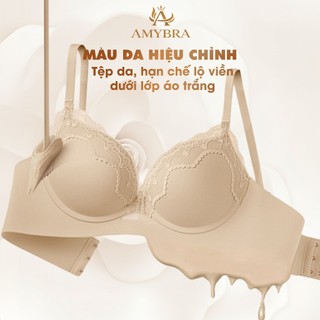 Áo Ngực Nữ Su Phối Ren Tinh Tế, Áo Lót Không Gọng Mút Vừa Nâng Ngực Tự Nhiên AMYBRA A5482