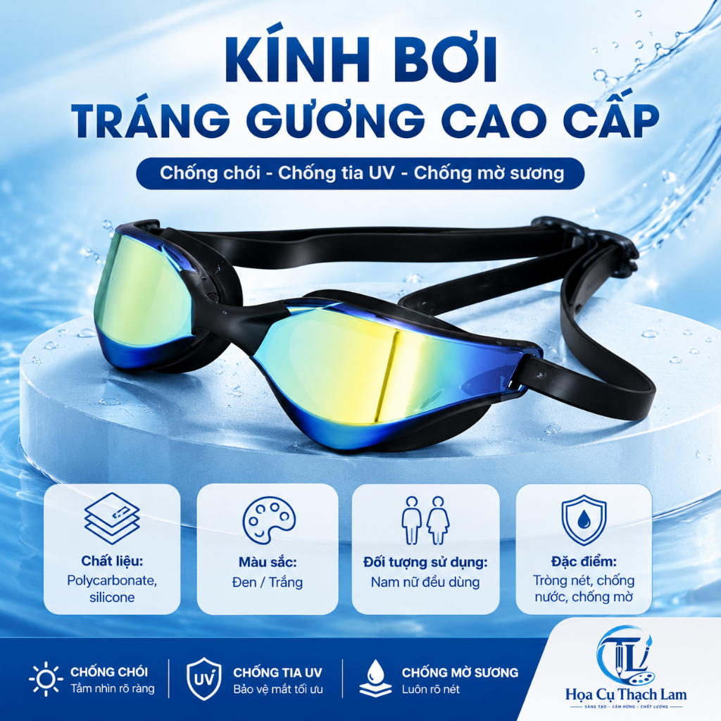 Kính Bơi Trẻ Em Chống Mờ Kèm Hộp Đựng, Kính Bơi Nhiều Màu Cho Bé