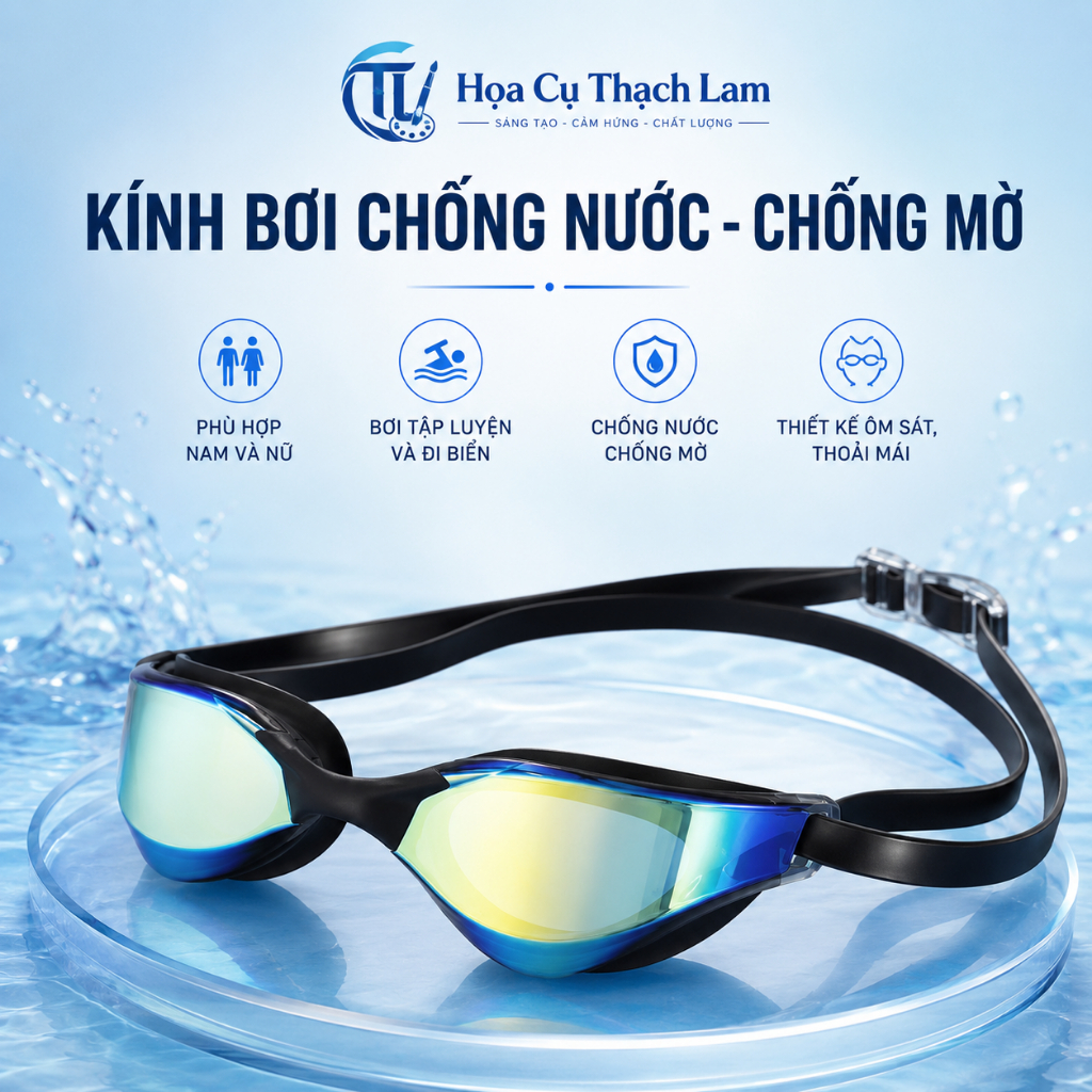 Kính Bơi Trẻ Em Chống Mờ Kèm Hộp Đựng, Kính Bơi Nhiều Màu Cho Bé