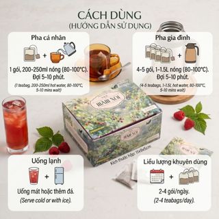 Trà Mâm Xôi AMMU Hộp 20 Túi Lọc - Trà Thảo Mộc Đà Lạt Thanh Mát, Vị Ngọt Thanh Tự Nhiên