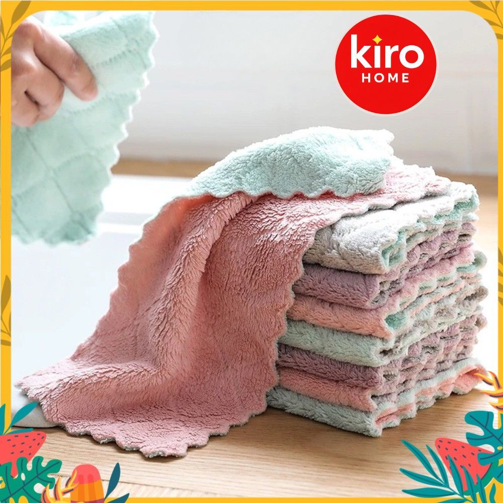 Combo Khăn Lau Bếp Đa Năng 2 Mặt Siêu Thấm Hút, Khăn Lau Tay Lau Chén Bát Vệ Sinh Nhà Cửa Dày Dặn