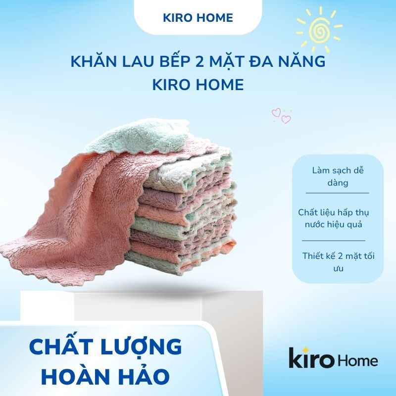 Combo Khăn Lau Bếp Đa Năng 2 Mặt Siêu Thấm Hút, Khăn Lau Tay Lau Chén Bát Vệ Sinh Nhà Cửa Dày Dặn