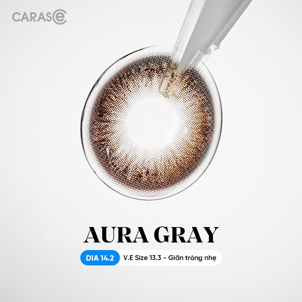 [1 chiếc] Kính áp tròng khoá ẩm 10H 1 Ngày Màu Xám Khói CARASE, Lens cận AURA GRAY