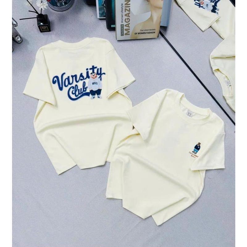 Áo Thun Nữ Thêu Gấu BAGIC - Áo Thun Dáng Vừa Nữ  Sang Xịn Vải BORIP Cotton Mềm Mịn Mát Co Dãn 4 Chiều