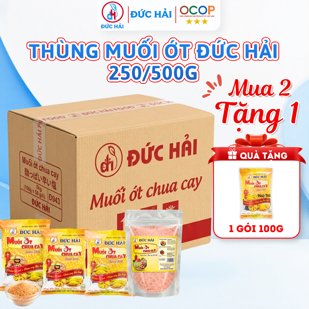 Sỉ Thùng Muối Ớt Chua Cay Đức Hải đậm đà Chấm trái cây Hải Sản Ăn Vặt Ngon - Đức Hải Food