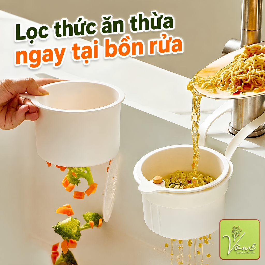 ( ComBo Giá Rẻ ) Giỏ Lọc Rác Treo Bồn Rửa + Khăn Kim Loại Rửa Chén - Vòm Decor – Lọc Thức Ăn Thừa, Thoát Nước dễ dàng,