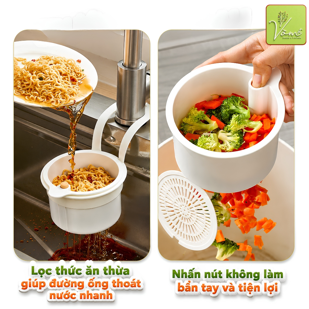 ( ComBo Giá Rẻ ) Giỏ Lọc Rác Treo Bồn Rửa + Khăn Kim Loại Rửa Chén - Vòm Decor – Lọc Thức Ăn Thừa, Thoát Nước dễ dàng,